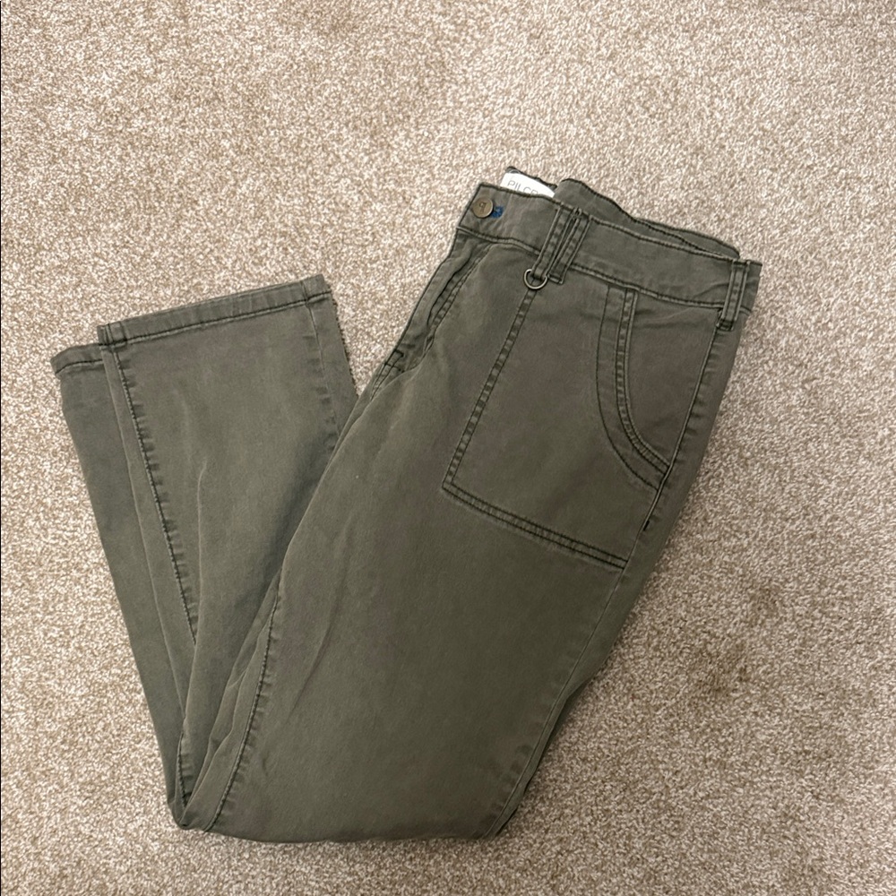 Pilcro Olive Green Ankle-Length Cropped Pants